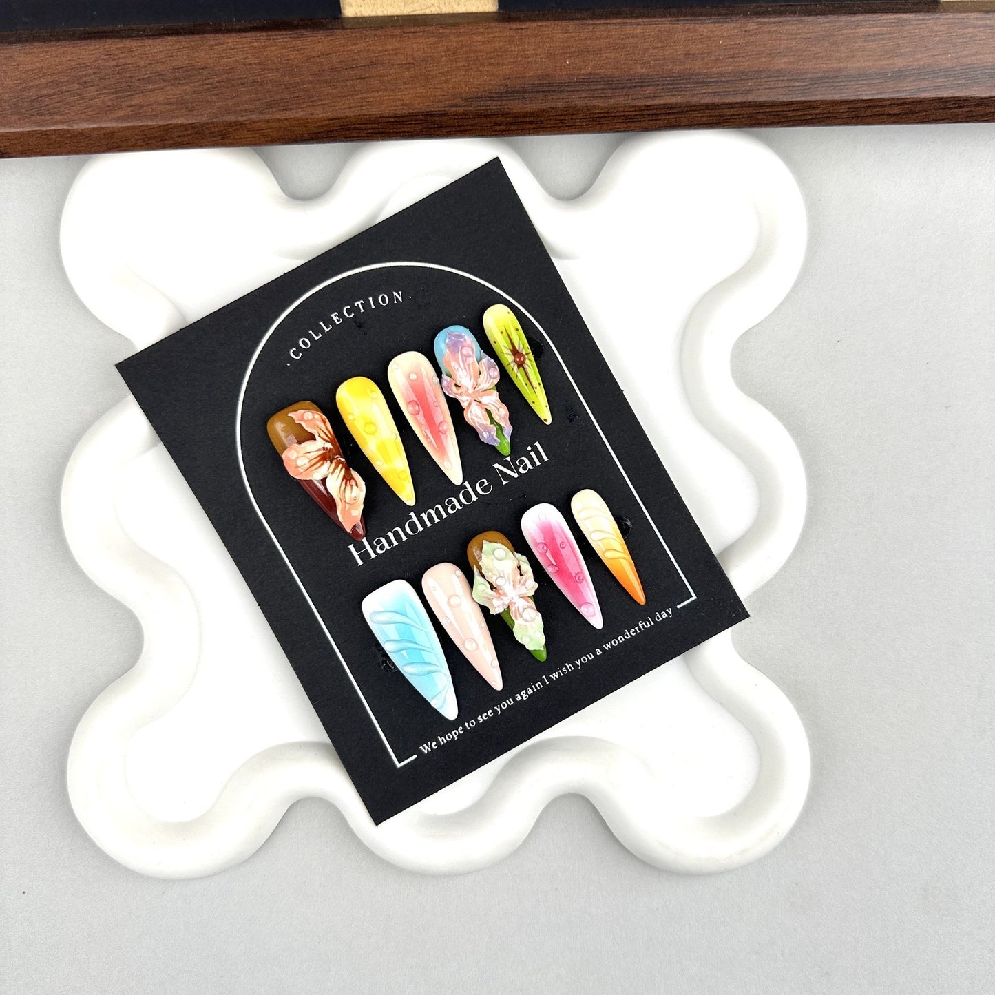 AF3190-Three-dimensional advanced carving spicy girl white patches Europe and the United States wind three-dimensional carving wear nail long paragraph
