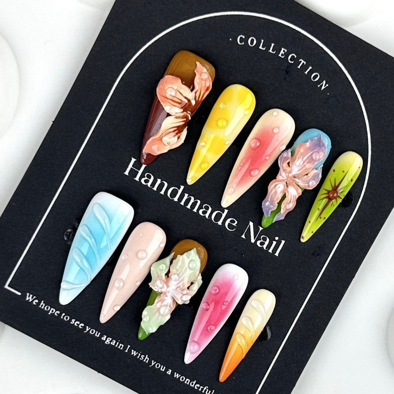 AF3190-Three-dimensional advanced carving spicy girl white patches Europe and the United States wind three-dimensional carving wear nail long paragraph