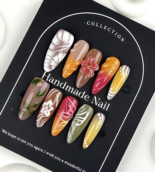 AF2396- hand-carved Spice Girls three-dimensional dopamine wear ins nail art patches in the long section of pure handmade wear nail